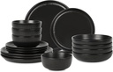 Stone Lain Logan 16-Piece Dinnerware Set Stoneware, Black