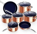 Nuwave 12Pc Forged Lightweight Cookware Set, G10 Healthy Duralon Ceramic Ultra N
