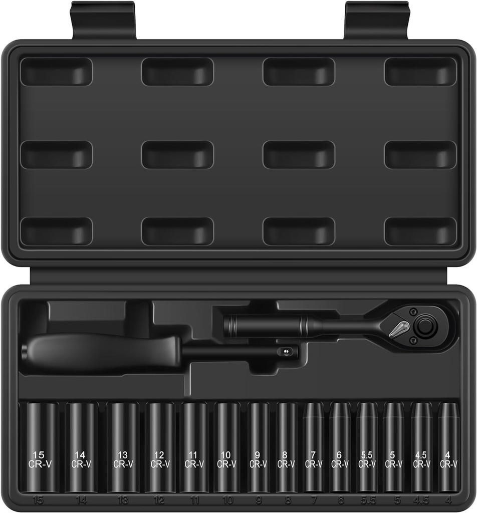 16-Piece Metric Drive Socket Set | Durable Deep Sockets