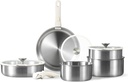 CAROTE 10Pcs Pots and Pans Set, Stainless Steel Cookware Set Detachable Handle,