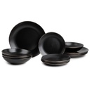Thyme & Table 12 Piece Set Dinnerware Black Onyx Stoneware,