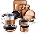 Gotham Steel 15 Pc Copper Pots and Pans Set Non Stick Cookware Set. Kitchen Cook