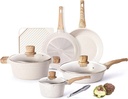 10 Piece Pots and Pans Set - Caannasweis Nonstick Granite Stone Cookware Sets
