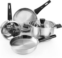 Meythway Stainless Steel Pots and Pans Set Nonstick, 6-Piece Kitchen Cookware Se