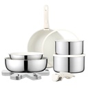 CAROTE 13Pcs Stainless Steel Pots and Pans Set with Removable Handle, Ceramic Co