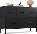 WLIVE Dresser for Bedroom with 5 Drawers, Chest of Drawers, Fabric Dresser, Blac