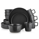 Stone Lain Celina 16-Piece Dinnerware Set Stoneware, Black Matte