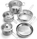 10-Piece Stainless Steel Pots and Pans Set, Kitchen Cookware Sets, Induction Pot