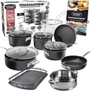 Granitestone Original Stackmaster 15 Piece Nonstick Cookware Set, Scratch Resist