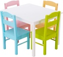 Costzon Kids Table and Chair Set, 5 Piece Wood Activity Table & Chairs for Child