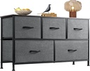 WLIVE Dresser for Bedroom with 5 Drawers, Wide Chest of Drawers, Fabric Dresser,