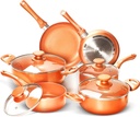 FRUITEAM 10Pcs Cookware Set Ceramic Nonstick Soup Pot/Milk Pot/Frying Pans Set |