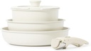 (White 5 PCS) CAROTE Nonstick Cookware Sets, Non Stick Pots and Pans Set Detac