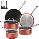 M MELENTA Pots and Pans Set Non Stick, 11Pcs Ceramic Cookware Set, Non Toxic Ind