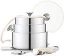 CAROTE 9Pcs Stainless Steel Pots and Pans Set with Removable Handle, Cookware Se