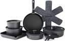 SENSARTE 17 Piece Pots and Pans Set, Nonstick Detachable Handle Cookware, Induct