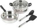 Oster Rametto 5 Pc Stainless Steel Pots and Pans Cookware Set W/Kitchen Tools