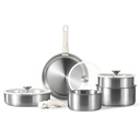 CAROTE 10Pcs Stainless Steel Pots and Pans Set, Cookware Set with Detachable Han