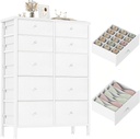 BOLUO White Dresser for Bedroom 10 Drawer Dressers & Chests of Drawers Tall Fabr
