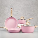 Pink Pots and Pans Set Non Stick, Ceramic Cookware Set Kitchen Cooking Sets Indu
