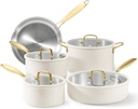 CAROTE Tri-Ply Stainless Steel Cookware Set, 9 Pcs Stainless Steel Pots and Pans