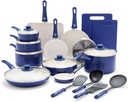 Greenlife Soft Grip Healthy Ceramic Nonstick 23 Piece Kitchen Cookware Pots And