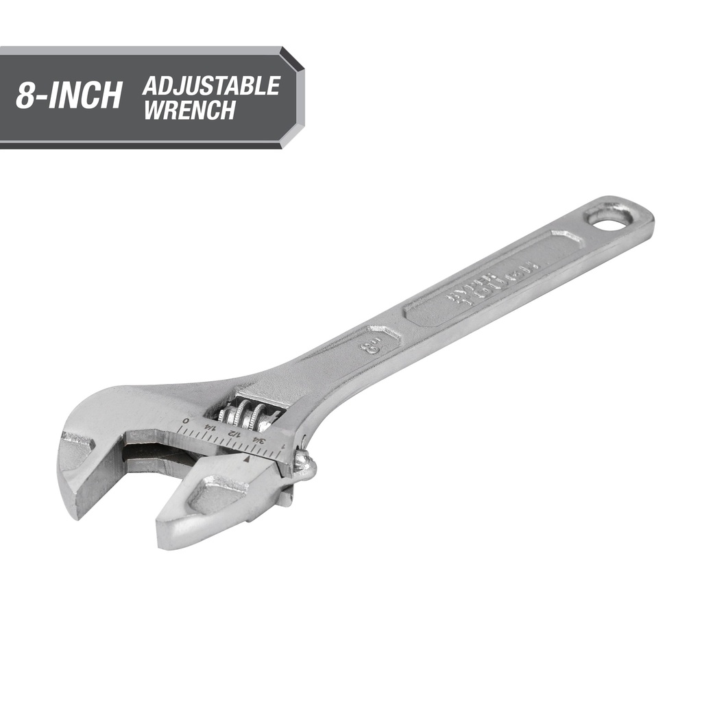 Hyper Tough 8-Inch Adjustable Wrench - Durable Steel Tool