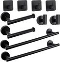 Tocten Bathroom Hardware Set, Stainless Steel 24IN Bath Towel Bar Set Including 2 Towel Rack for Bathroom+2 Toilet Paper Holder+6 Towel Hooks Wall Mount Bathroom Accessory Set(Matte Black,16In)
