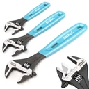 SHALL 3-Piece Adjustable Wrench Set, 10/8/6 Inch Cr-V Steel Wrench with Cushion Grip, Wide Jaw Black Oxide Wrench with Laser-Etched SAE Scales for Home, Garage, Workshop and DIY