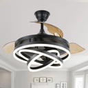 Oaks Aura 42 Inch DIY Shape Retractable Dimmable LED Ceiling Fan with Light Remote 3-Color 6-Speed Chandelier