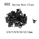 75/80Pcs Spring Hose Clips/Black Clamps Fuel Air Gas Water Pipe Self Clamping