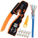 RJ45 Crimp Tool Pass through Crimper for Cat6 Cat6A Cat5 Cat5E Connector with 10X Cat6 RJ45 Pass through Connector and Mini Wire Stripper