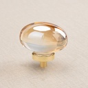 8 Pack Champagne Crystal Cabinet Knobs, Gold Cabinet Knobs Glass Knobs for Dresser Drawers Brass Furniture Hardware Pulls (Oval)