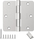 Door Hinges Brushed Nickel - 42 Pack Nickel Door Hinges 3.5 Inch Rounded Interior Satin Nickel Door Hinges with 1/4" Radius - Flat Iron Residential Standard 3 1/2 Inches Silver Door Hardware