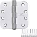 Satin Nickel Heavy Duty Hinge 4 X 4 Inch Commercial Door Hinges with 5/8" Radius Corners Interior and Exterior Hardware for Doors Hinge 3Pack