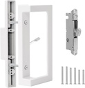 Sliding Patio Door Handle Set with Mortise Lock, Sliding Glass Patio Door Handle Replacement Set Fits Door Thicknesse Is 1-3/4'' to 2-1/5'' and 3-15/16'' Screw Hole Spacing.