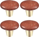 Rockcloud Natural Red Jasper Crystal Stone Knob Drawer with Screws, Oval Rough Gemstone Pull Handle for Dresser Cabinet Wardrobe Hardware Accessories Home Furniture Decoration, 4 PCS