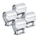 ELSHINE 1.5" Stainless Steel Exhaust Clamp,Universal Muffler Clamp Button Joint, Band Clamp for Motorcycle,Car Exhaust System,Tube Conection,4Pcs,Butt Clamp