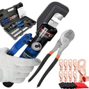 8 Ton Hydraulic Wire Crimper Battery Cable Lug Terminal Crimping Tool with Standard Cable Dies and 10Pcs Battery Lugs ,Crimper 12 AWG to 00 (2/0)