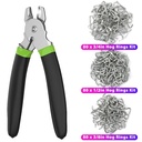 Straight Hog Ring Pliers 240Pcs 3/4 1/2 3/8 Inch Rings Kit Upholstery Seat Cover