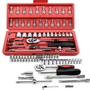 46 Pieces 1/4 Inch Drive Socket Ratchet Wrench Set, with Bit Socket Set Metric and Extension Bar for Auto Repairing and Household, with Storage Case
