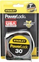 Stanley 30' X 1" Yellow Blade Tape Measure 1/16" Graduation," Graduation Style, Silver Case