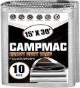 Heavy Duty Tarp 15 X 30 Ft, 10 Mil Large Waterproof Tarps, High Durability, UV Resistant, Tear Resistant with Grommets Every 20 Inches for Outdoor (Silver/Brown - Reversible)