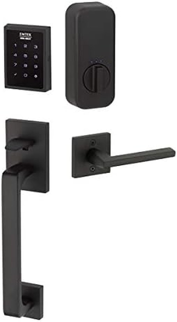 EMTEK Motorized Baden Keypad Entry Set - Flat Black Finish