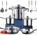 14-Piece Nickel Free Stainless Steel Cookware Set - Pots & Pans - 4Mm 3Ply Sheet