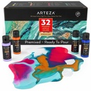 ARTEZA Acrylic Pouring Paint, 2Oz Bottles, Set of 32, High Flow Canvas Glass NEW