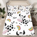 YST Funny Cow Twin Sheets for Kids Boys Girls Cute Kawaii Rainbow Bed Sheets, Cartoon Highland Bull Fitted Sheet Farm Animal Bed Set, Western Cowboy Cowgirl Bedding (Deep Pocket)