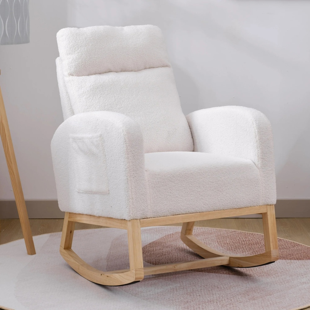 Comfortable Upholstered Rocking Chair for Nursery & Living Room