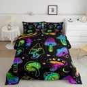 YST Trippy Mushroom Bedding Set Twin Purple Teal Mushrooms Comforter for Kids Girls Teens Women Ombre Gradient Stars Galaxy down Comforter Colorful Botanical Wild Plants Bedding Comforter Set