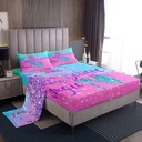 Girls Unicorn Bed Sheets Twin,Glitter Gradient Sheet Set for Teens Child,Girly Sequins Magical Horse Bed Sheet for Bedroom Decor,Sparkle Galaxy Starry Sky Fitted Sheet,Pink Blue Flat Sheet